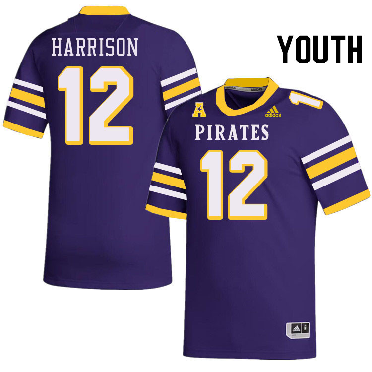 Youth #12 Bryson Harrison ECU Pirates College Football Jerseys Stitched-Throwback